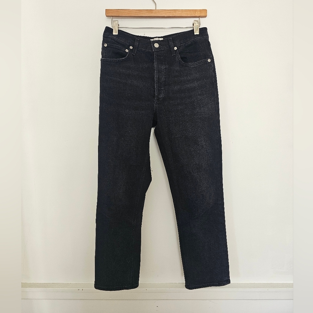 Agolde Black Straight Leg Denim Jeans